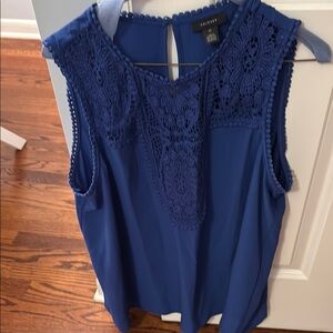 Halogen Blue Blouse with Lace Detail